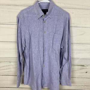 Scott Barber Men's Purple Long Sleeve 100% Linen Button Up Shirt Size M